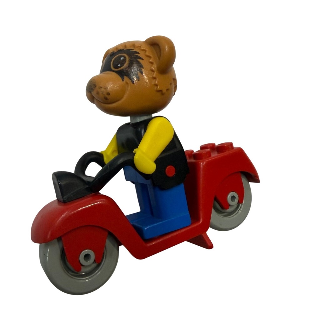 Vintage LEGO Fabuland Boris Bulldog Figure with Red Motor Scooter